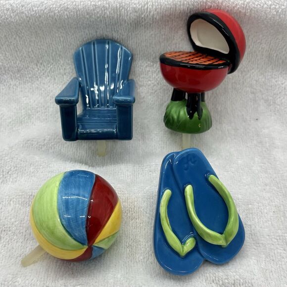 Nora Fleming Mini Lot 4 Summer BBQ Beach Ball Flip Flop Adirondack Chair Retired - Picture 1 of 5